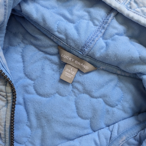 Lucky Brand Girls Youth Lightweight Full Zip Jacket Blue Quilted Cloud Large - Picture 5 of 5